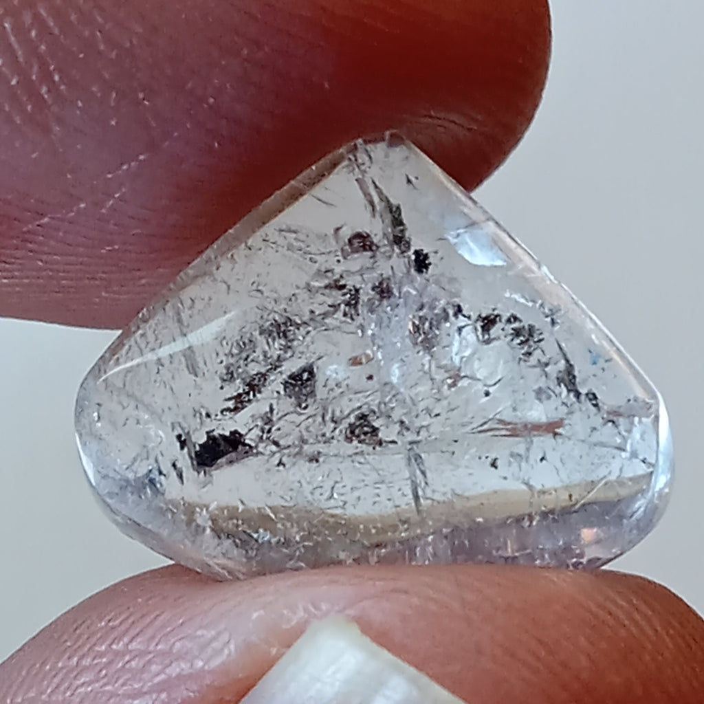 Moving Carbon Sand Enhydro Quartz – Clear Quartz Freeform with Floating Inclusions