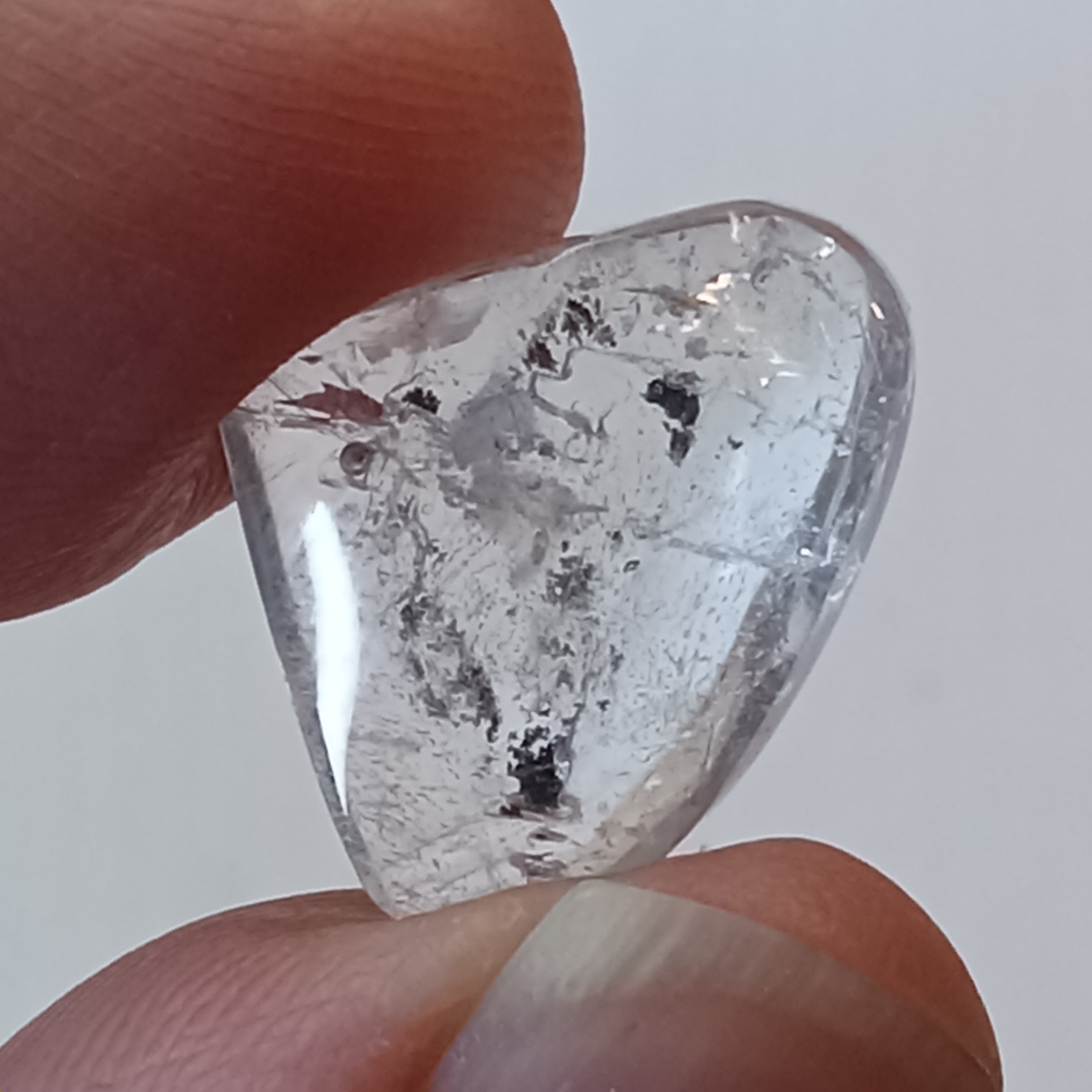 Moving Carbon Sand Enhydro Quartz – Clear Quartz Freeform with Floating Inclusions