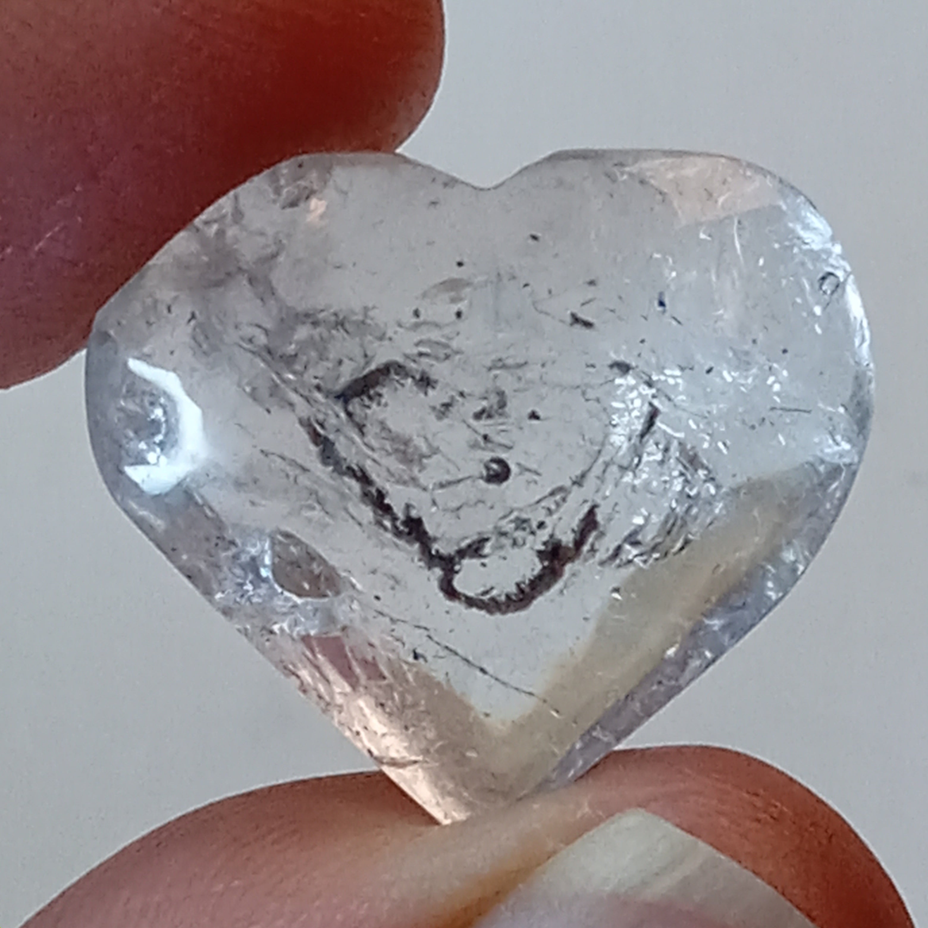 Moving Carbon Speck Enhydro Quartz Heart – Clear Quartz Heart Carving
