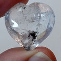 Moving Carbon Chunk Enhydro Quartz Heart - Clear Quartz Heart with Floating Carbon Sand