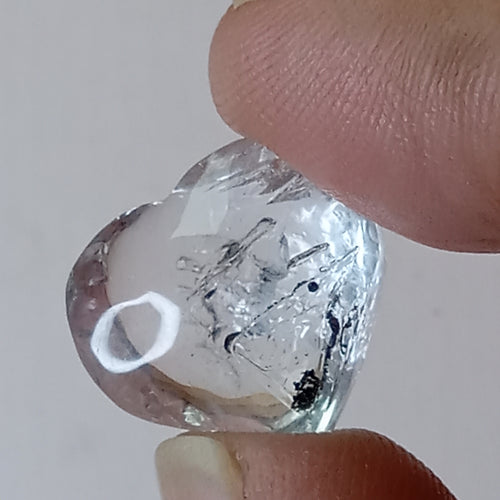 Clear Enhydro Quartz Heart with Moving Carbon Speck