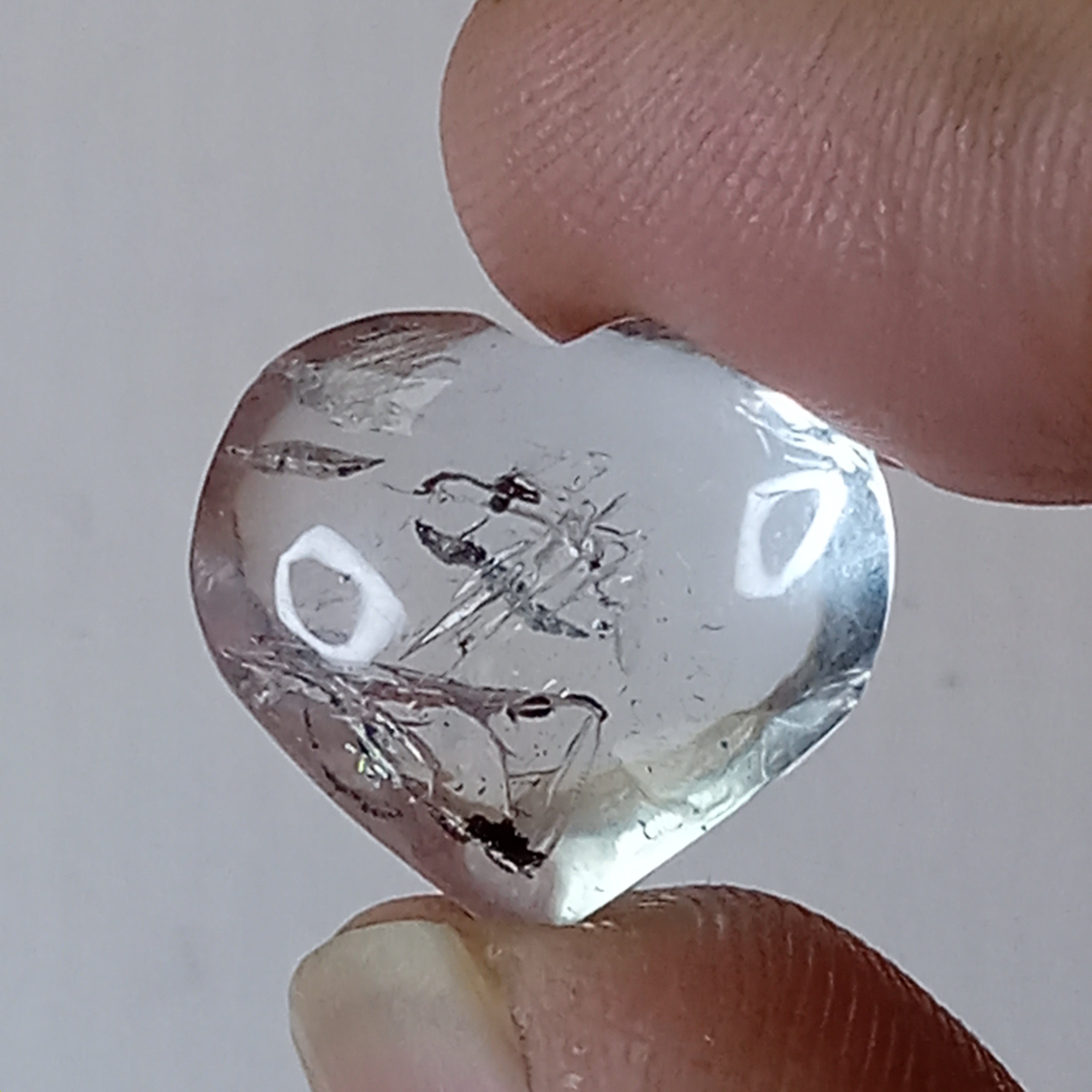 Clear Enhydro Quartz Heart with Moving Carbon Speck