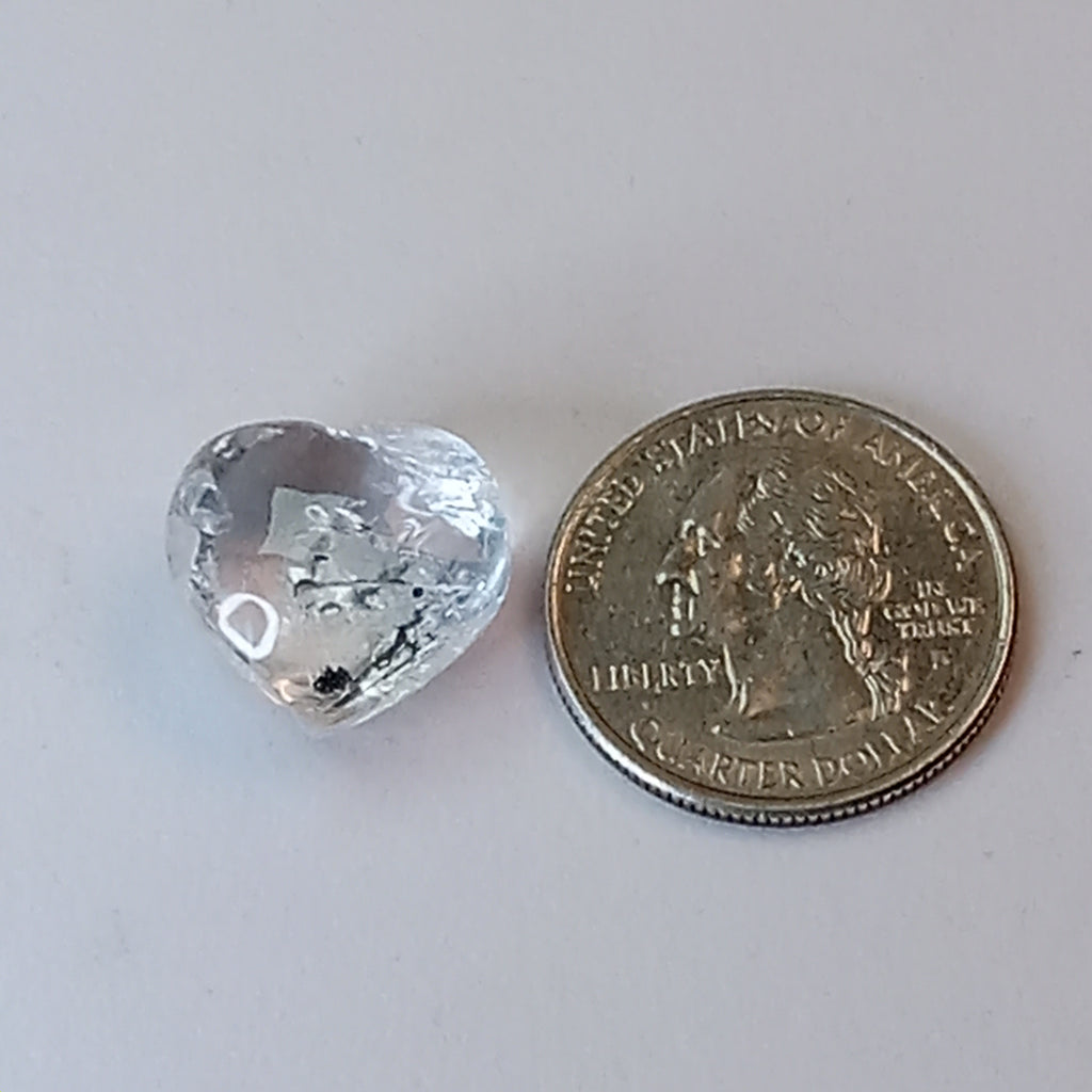 Clear Enhydro Quartz Heart with Moving Carbon Speck