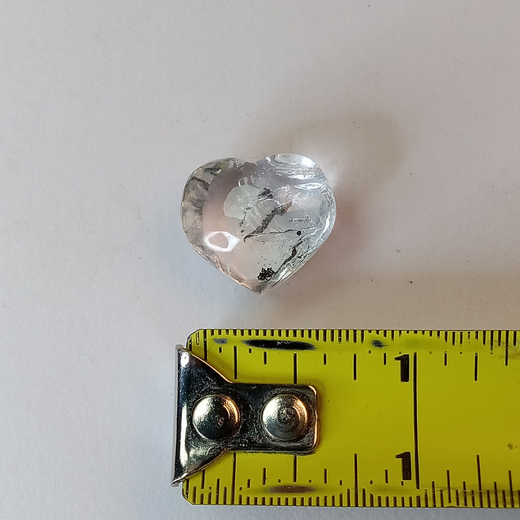 Clear Enhydro Quartz Heart with Moving Carbon Speck