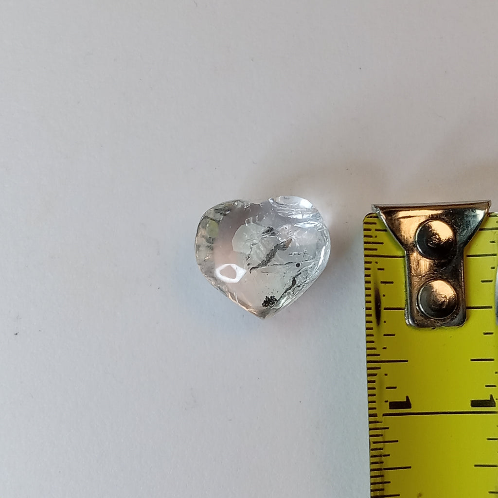 Clear Enhydro Quartz Heart with Moving Carbon Speck