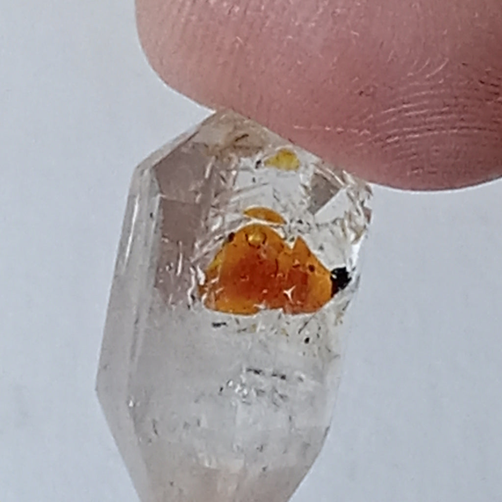 Double Terminated Oil Bubble Enhydro Quartz with UV Reactive Inclusion