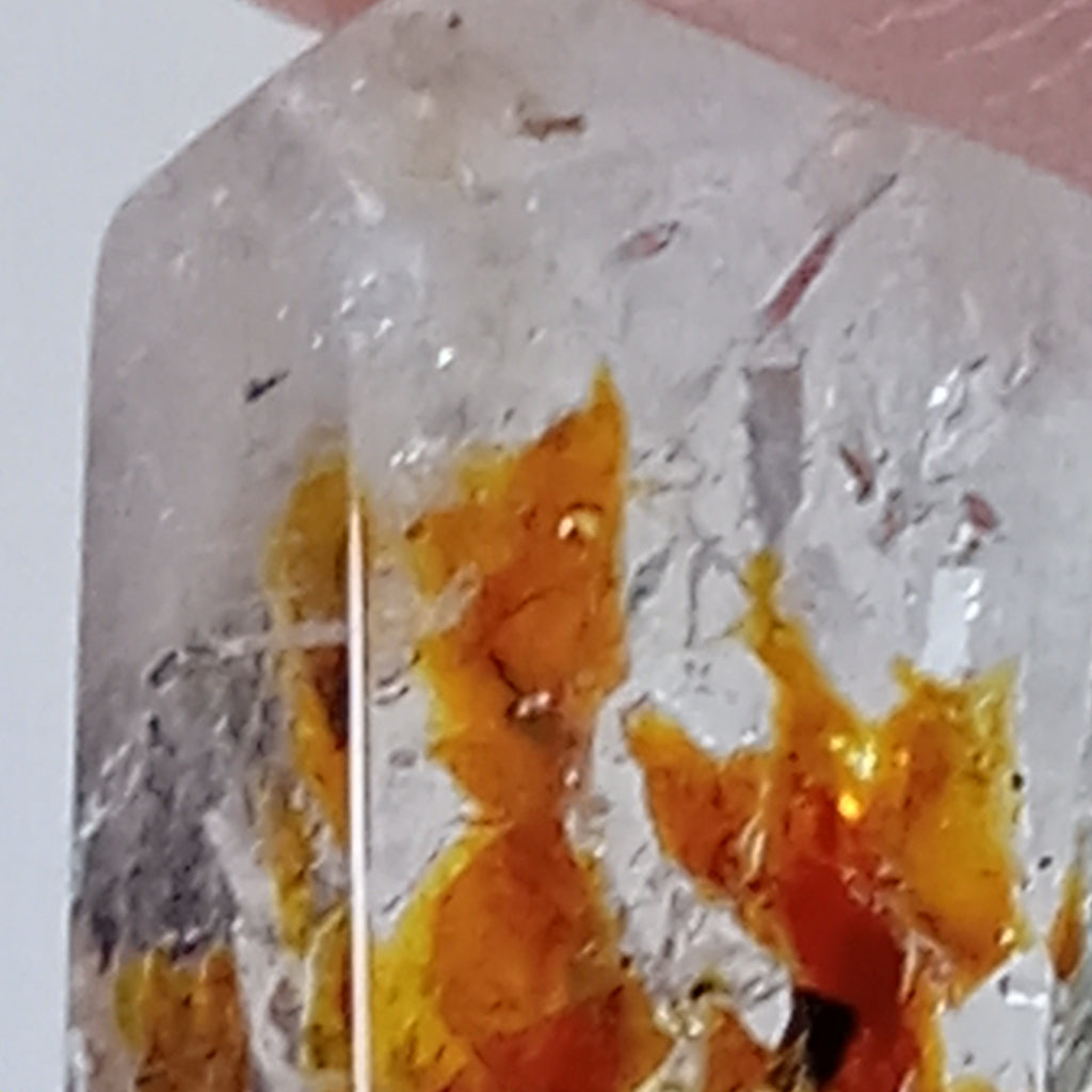 Double Terminated Petroleum Enhydro Quartz with Two Moving Oil Bubbles & UV Glow