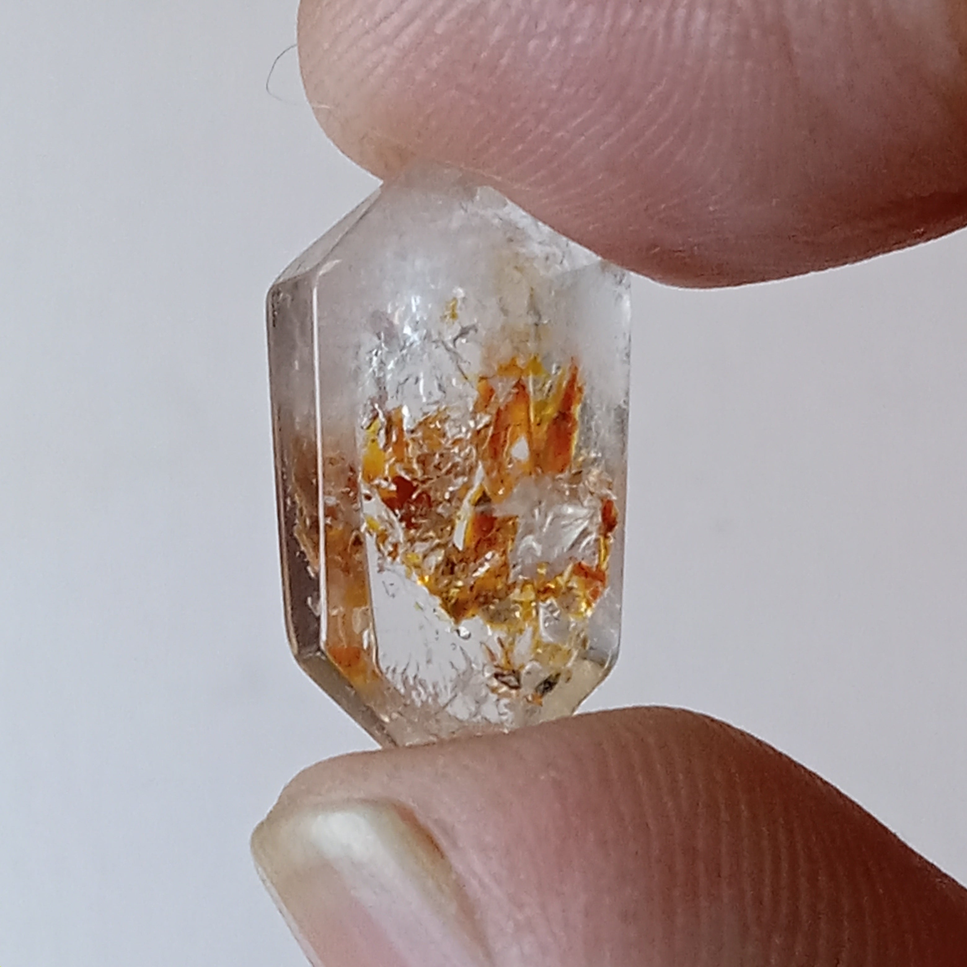 Double Terminated Petroleum Enhydro Quartz with Two Moving Oil Bubbles & UV Glow