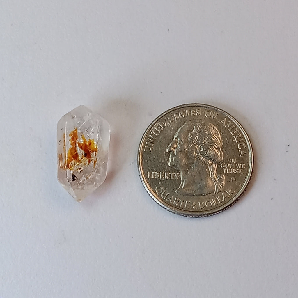 Double Terminated Petroleum Enhydro Quartz with Two Moving Oil Bubbles & UV Glow