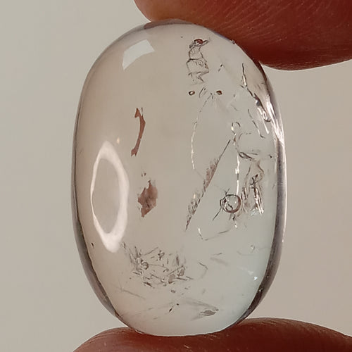 Clear Enhydro Quartz Oval Dome with Multiple Moving Bubbles