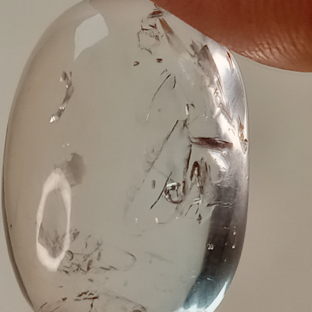 Clear Enhydro Quartz Oval Dome with Multiple Moving Bubbles