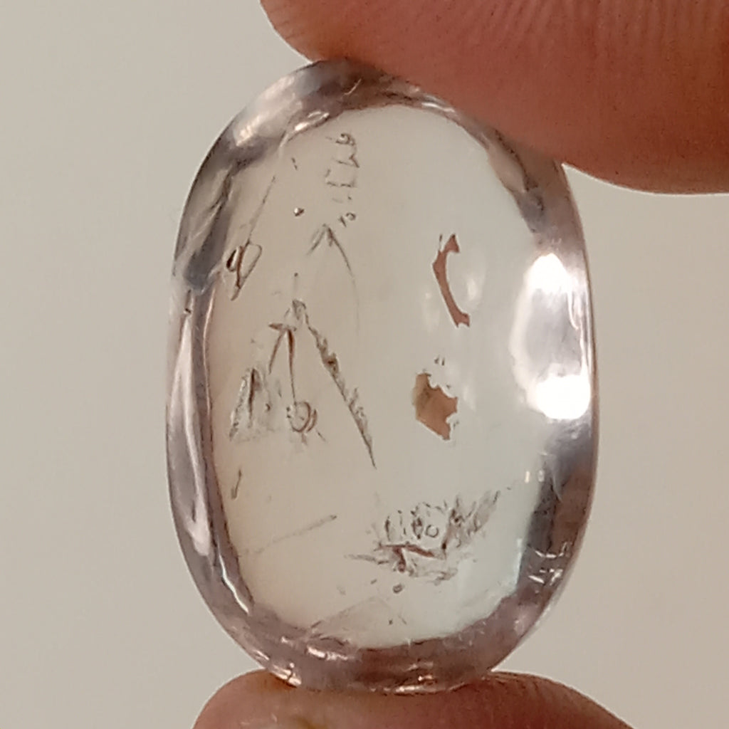 Clear Enhydro Quartz Oval Dome with Multiple Moving Bubbles