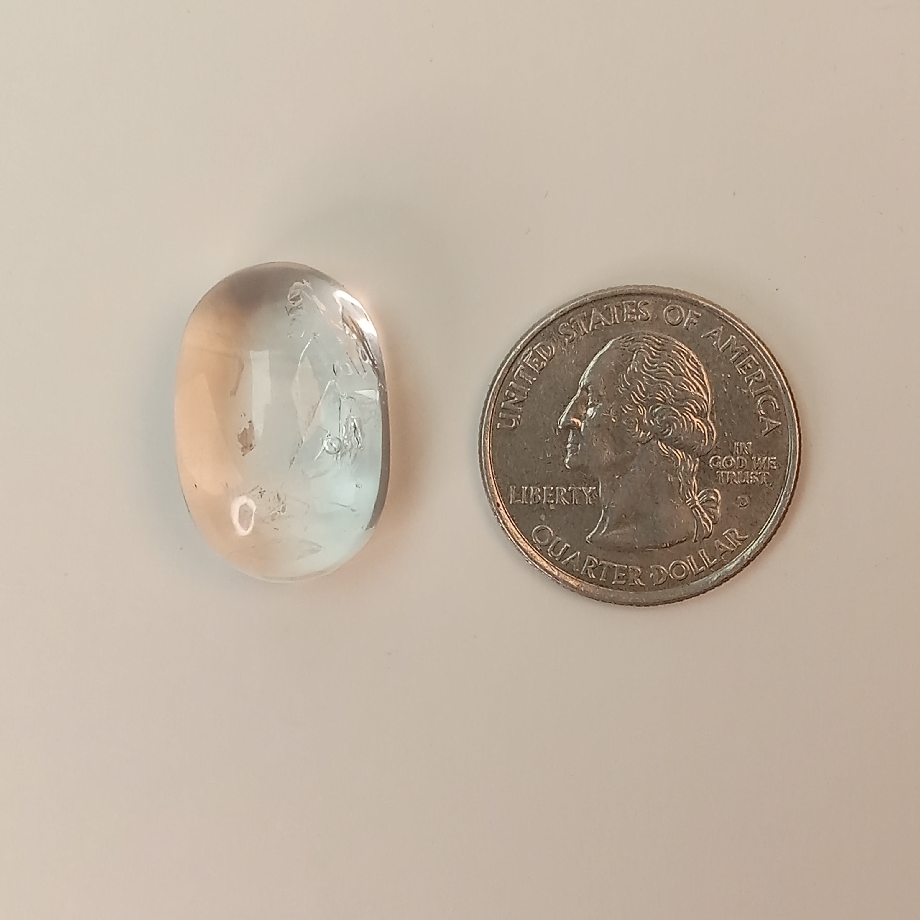 Clear Enhydro Quartz Oval Dome with Multiple Moving Bubbles