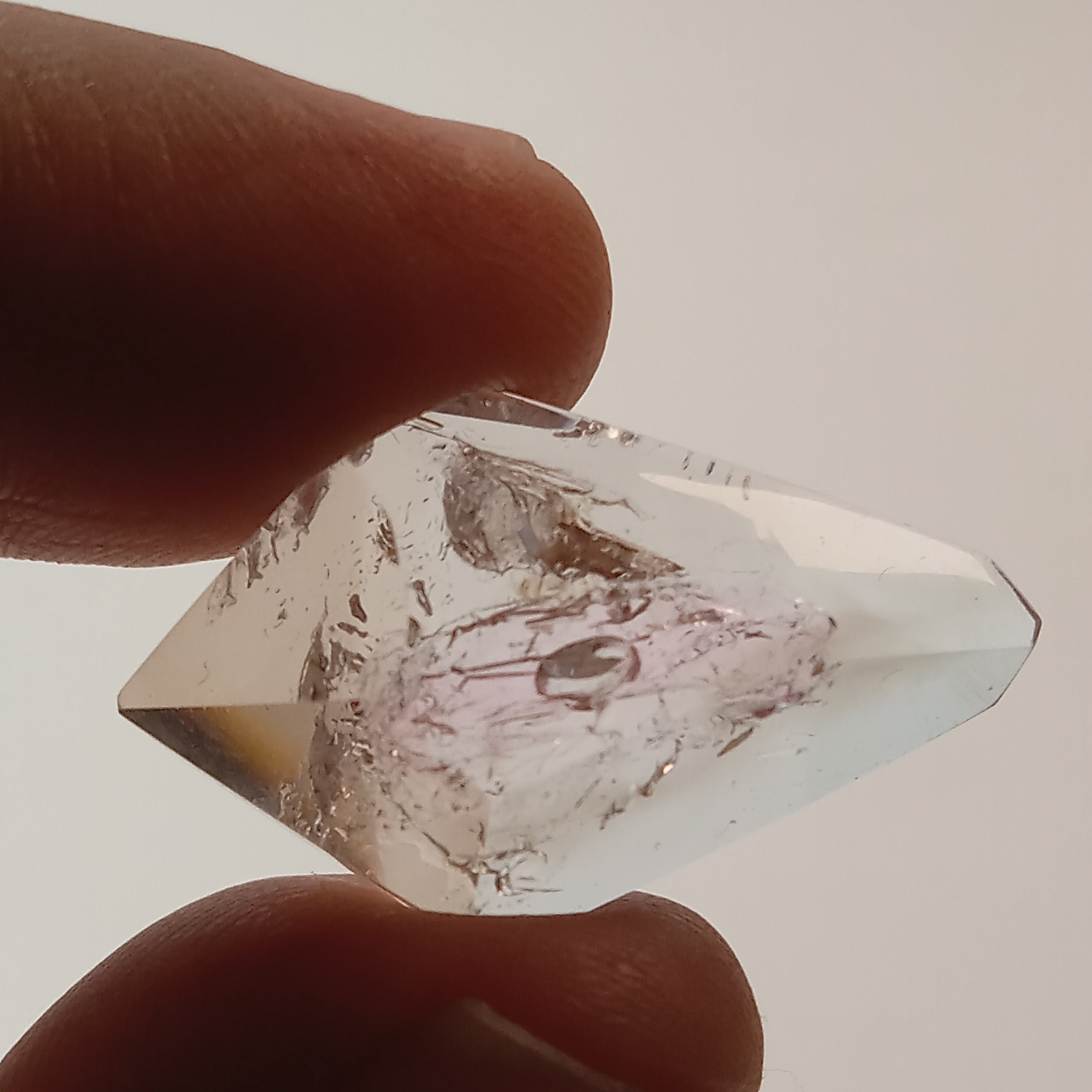 Double-Terminated Enhydro Quartz Bubble with UV Reactive Liquid