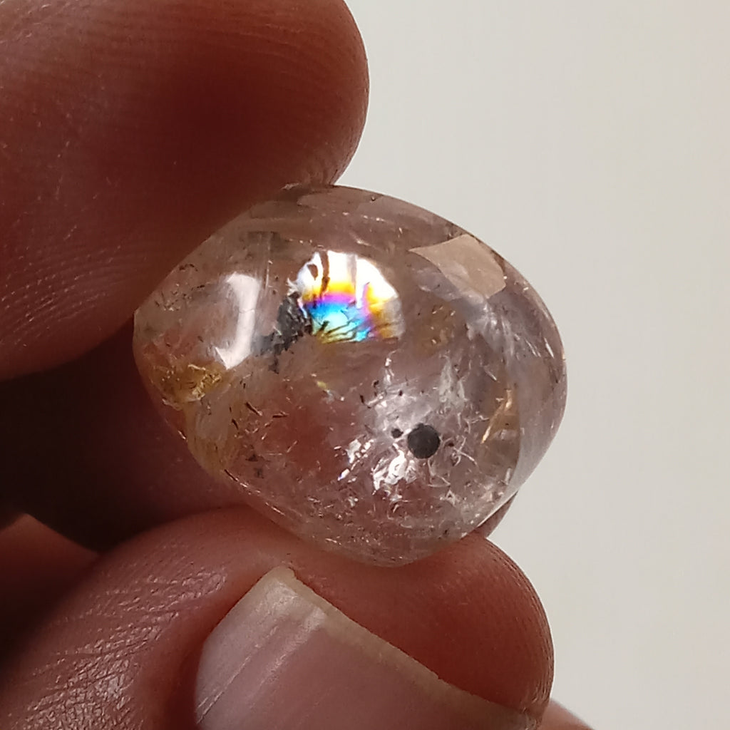 Clear Enhydro Quartz Teardrop with Moving Carbon Bubble and Floating Carbon Speck