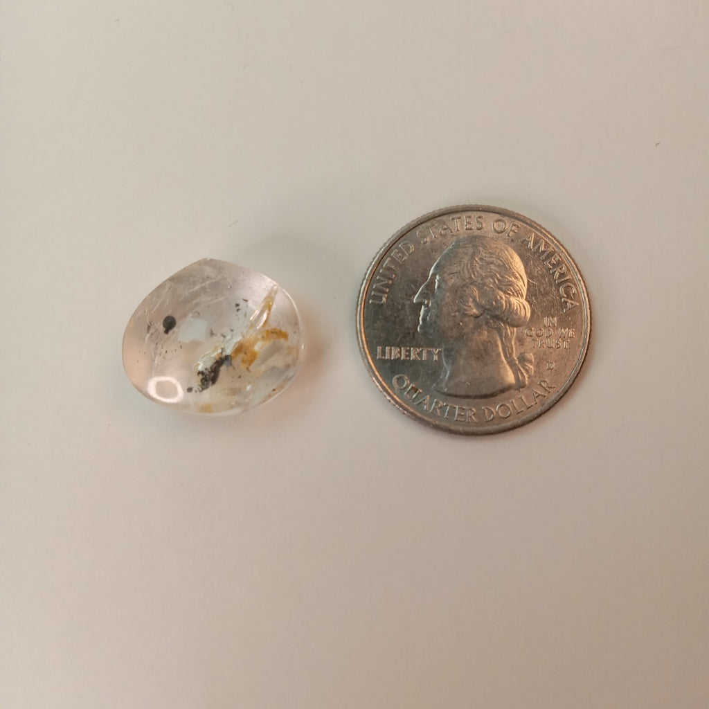 Clear Enhydro Quartz Teardrop with Moving Carbon Bubble and Floating Carbon Speck