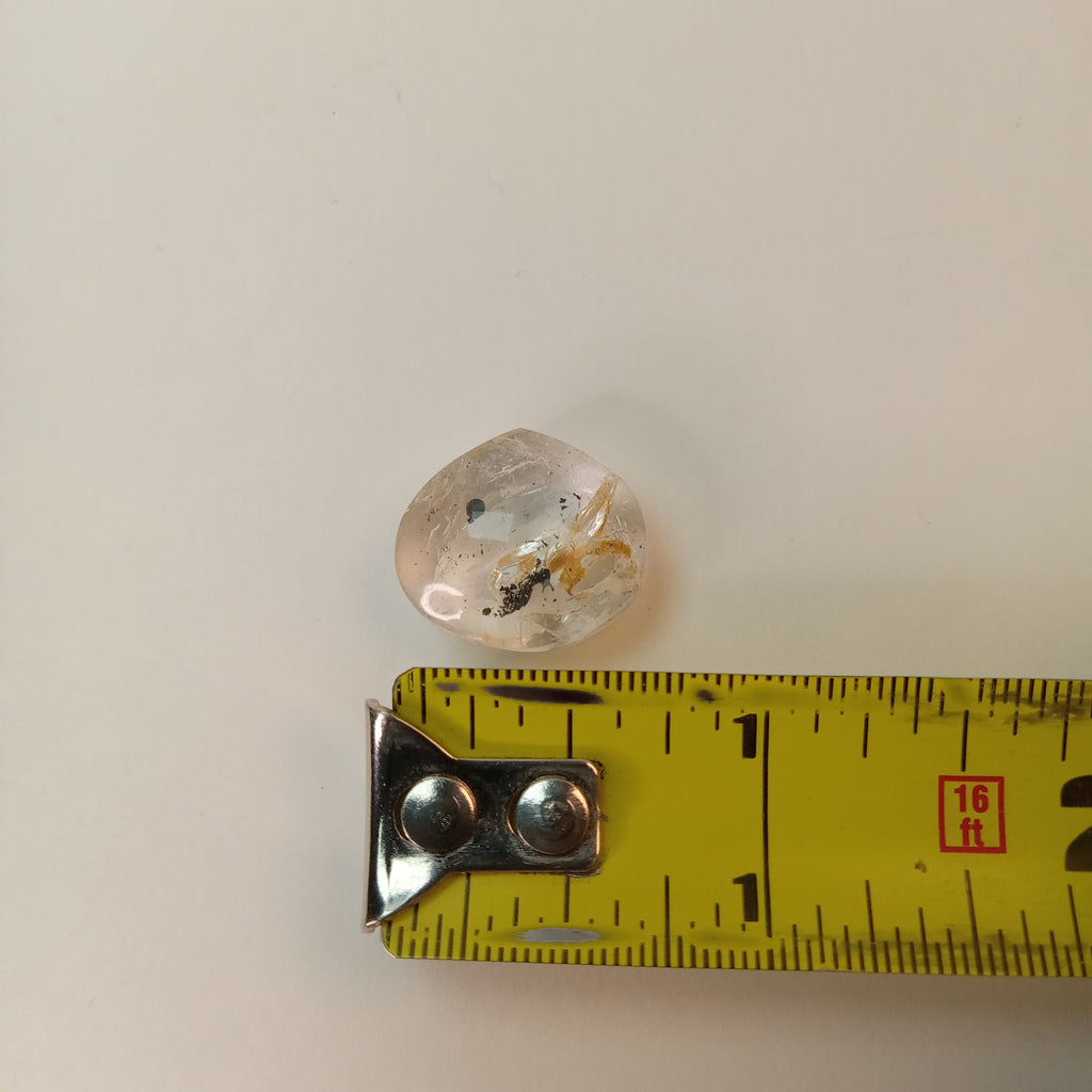 Clear Enhydro Quartz Teardrop with Moving Carbon Bubble and Floating Carbon Speck