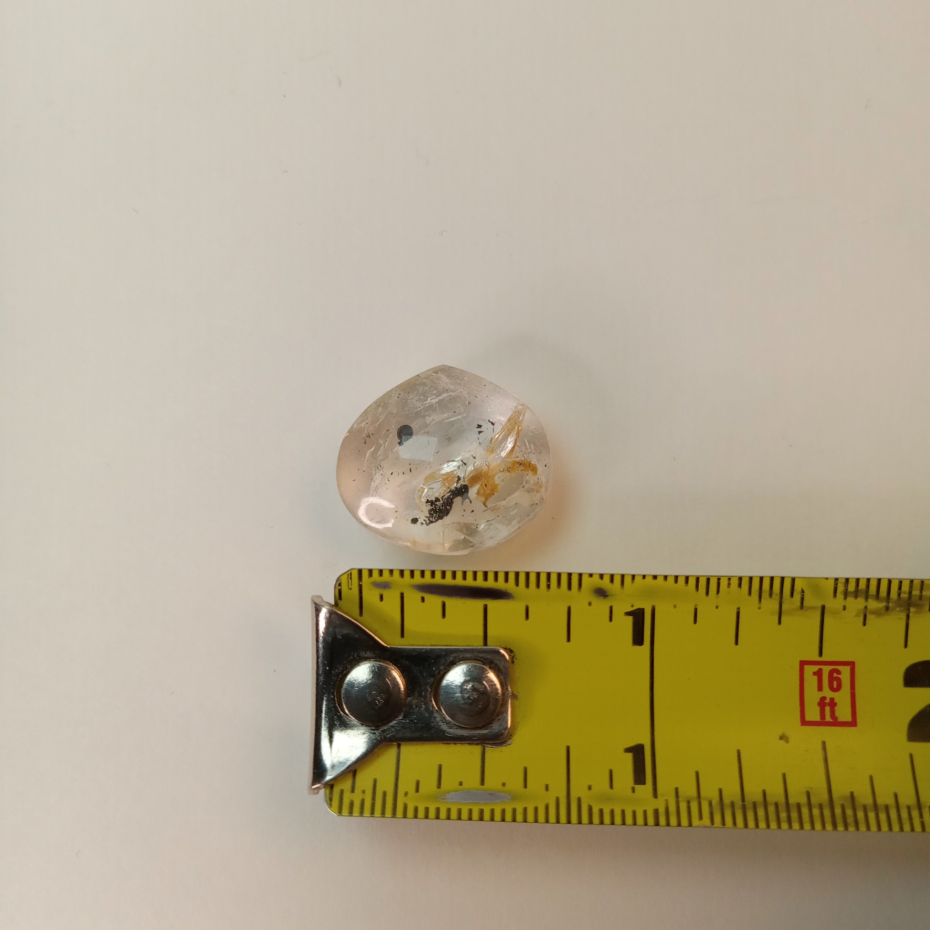Clear Enhydro Quartz Teardrop with Moving Carbon Bubble and Floating Carbon Speck