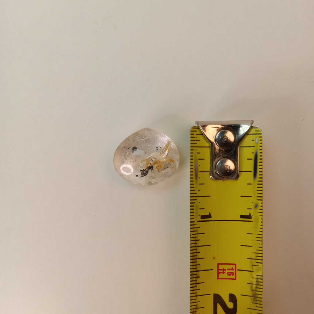 Clear Enhydro Quartz Teardrop with Moving Carbon Bubble and Floating Carbon Speck