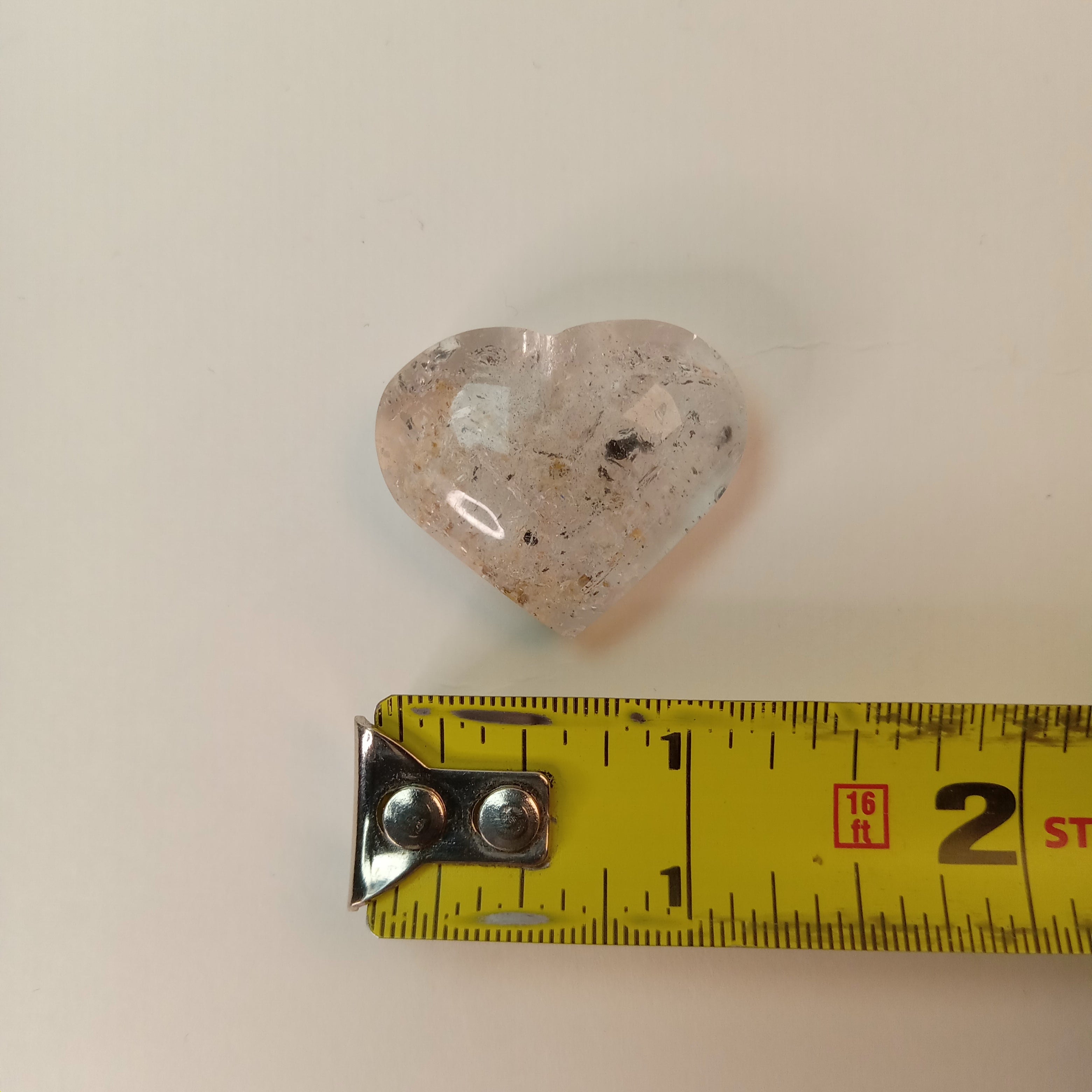 Clear Enhydro Quartz Heart with Moving Carbon Bubble and Floating Carbon Speck