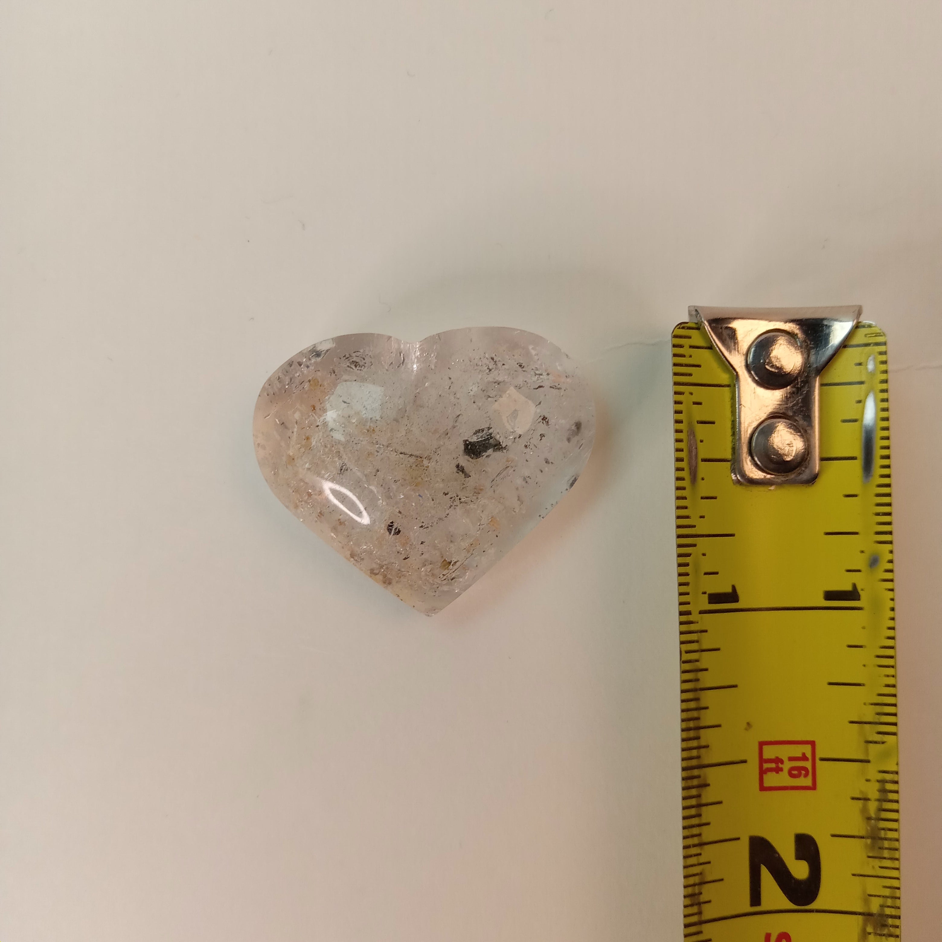 Clear Enhydro Quartz Heart with Moving Carbon Bubble and Floating Carbon Speck