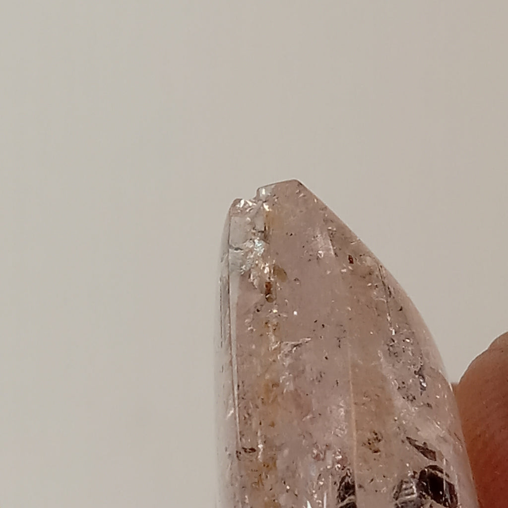 Clear Enhydro Quartz Heart with Moving Carbon Bubble and Floating Carbon Speck