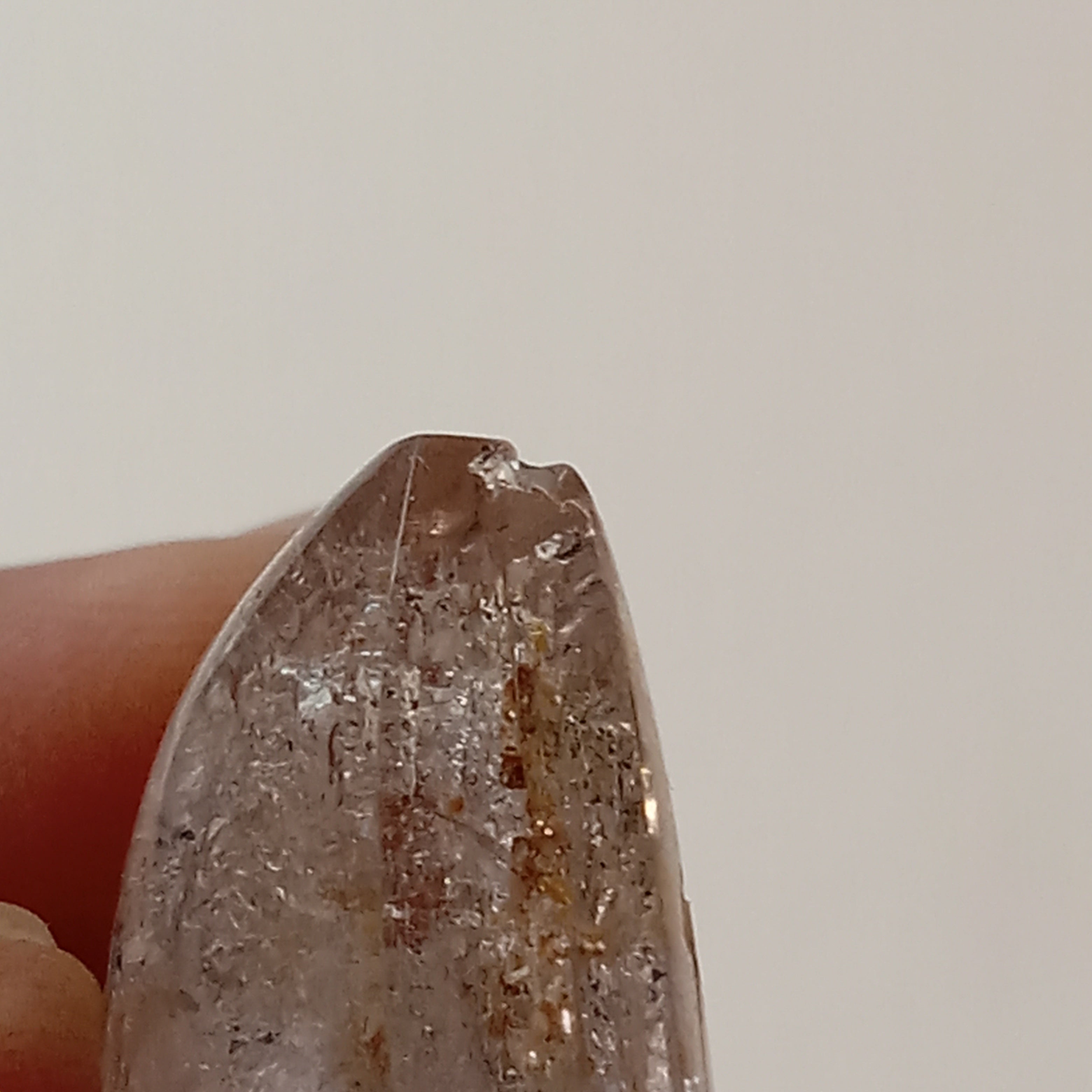 Clear Enhydro Quartz Heart with Moving Carbon Bubble and Floating Carbon Speck