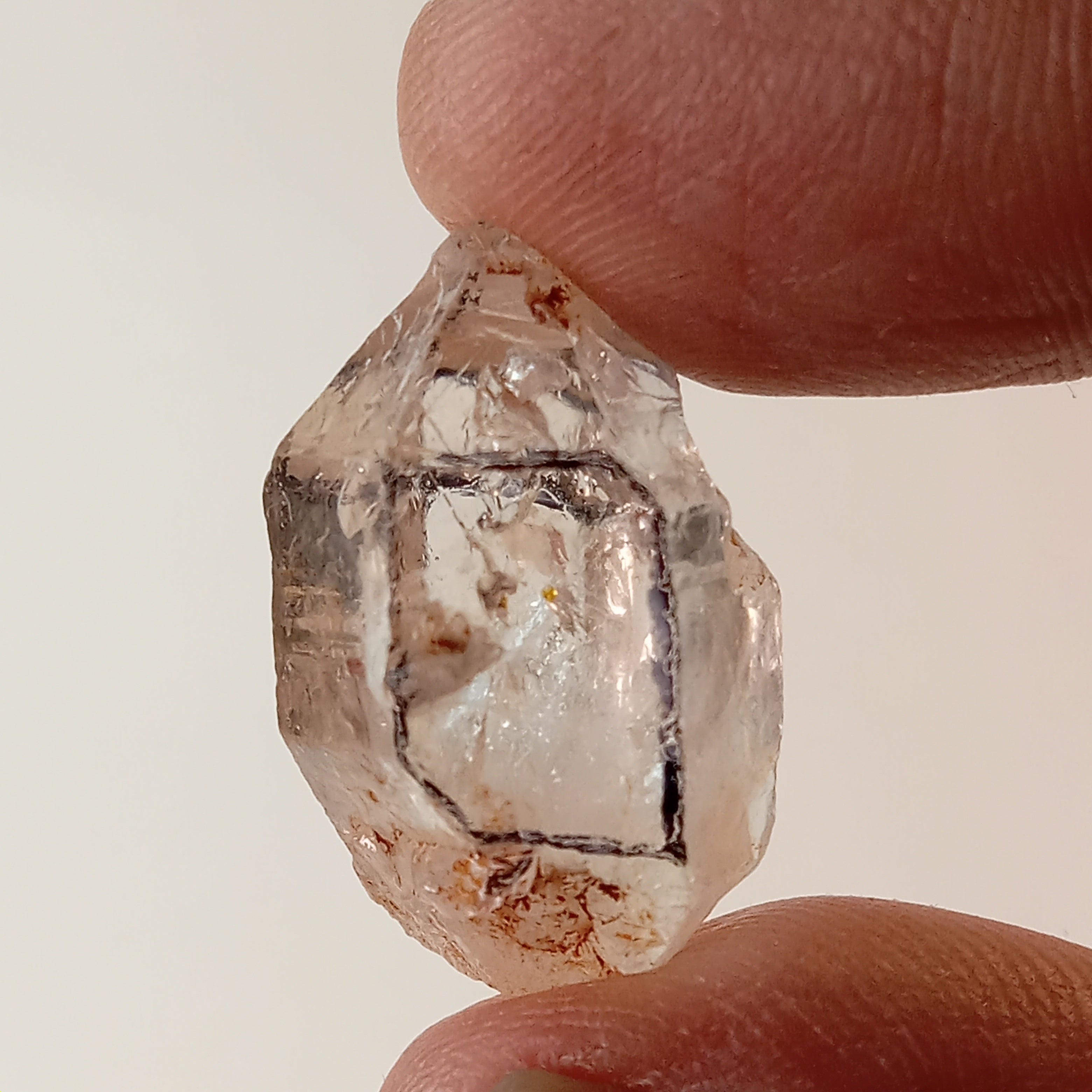 Petroleum Enhydro Quartz with Microscopic Oil Bubble and Enhydro Bubble
