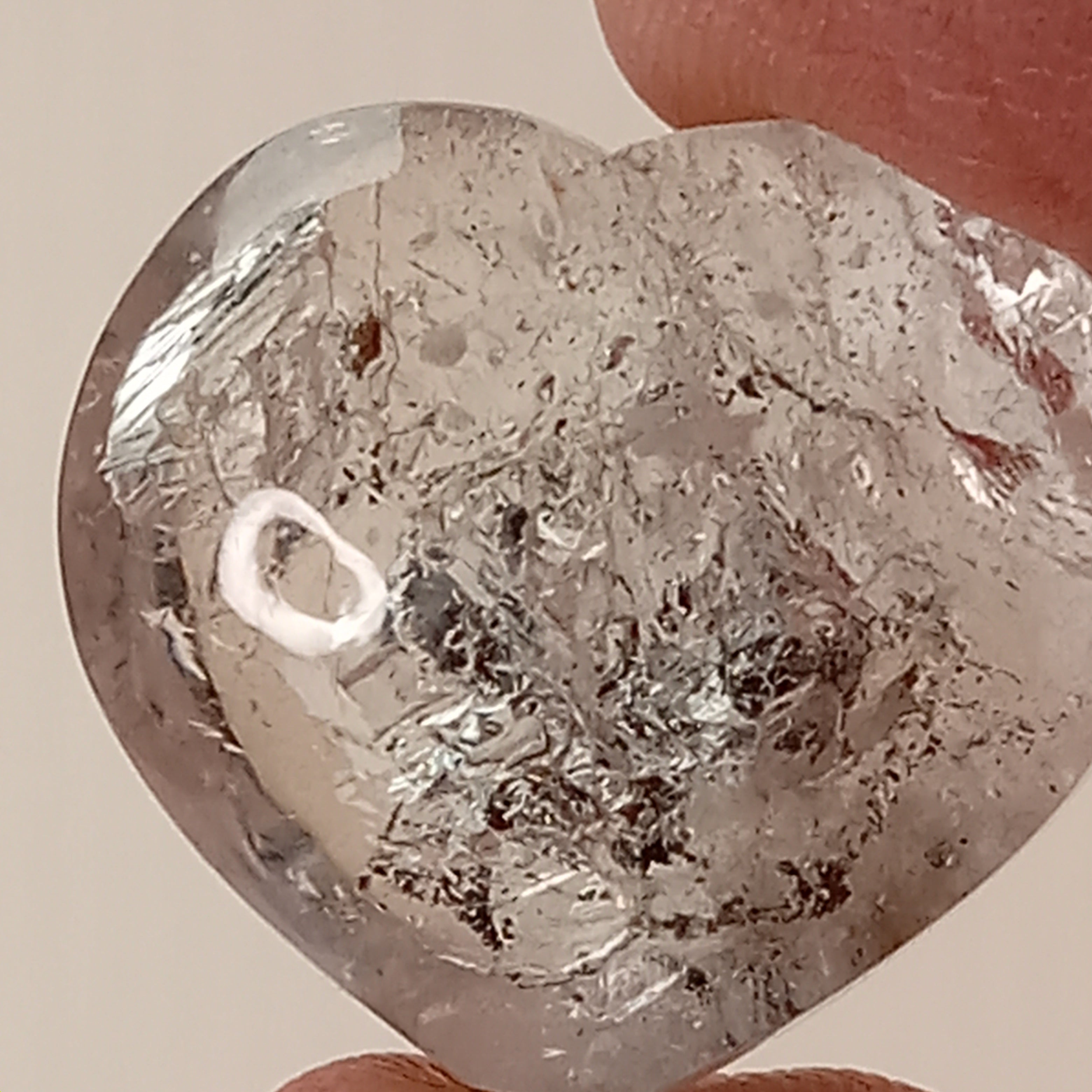 Enhydro Quartz Heart with Large Moving Bubble and Free-Moving Carbon Bubble