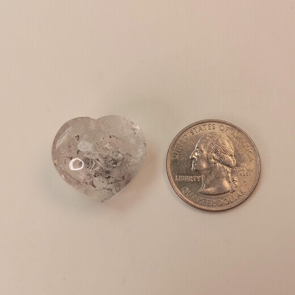 Enhydro Quartz Heart with Large Moving Bubble and Free-Moving Carbon Bubble