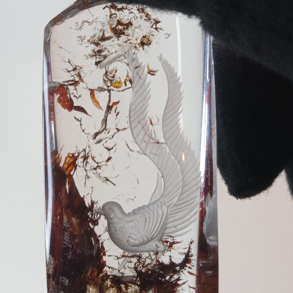 Bird Carving Suspended Inside Hematoid Quartz