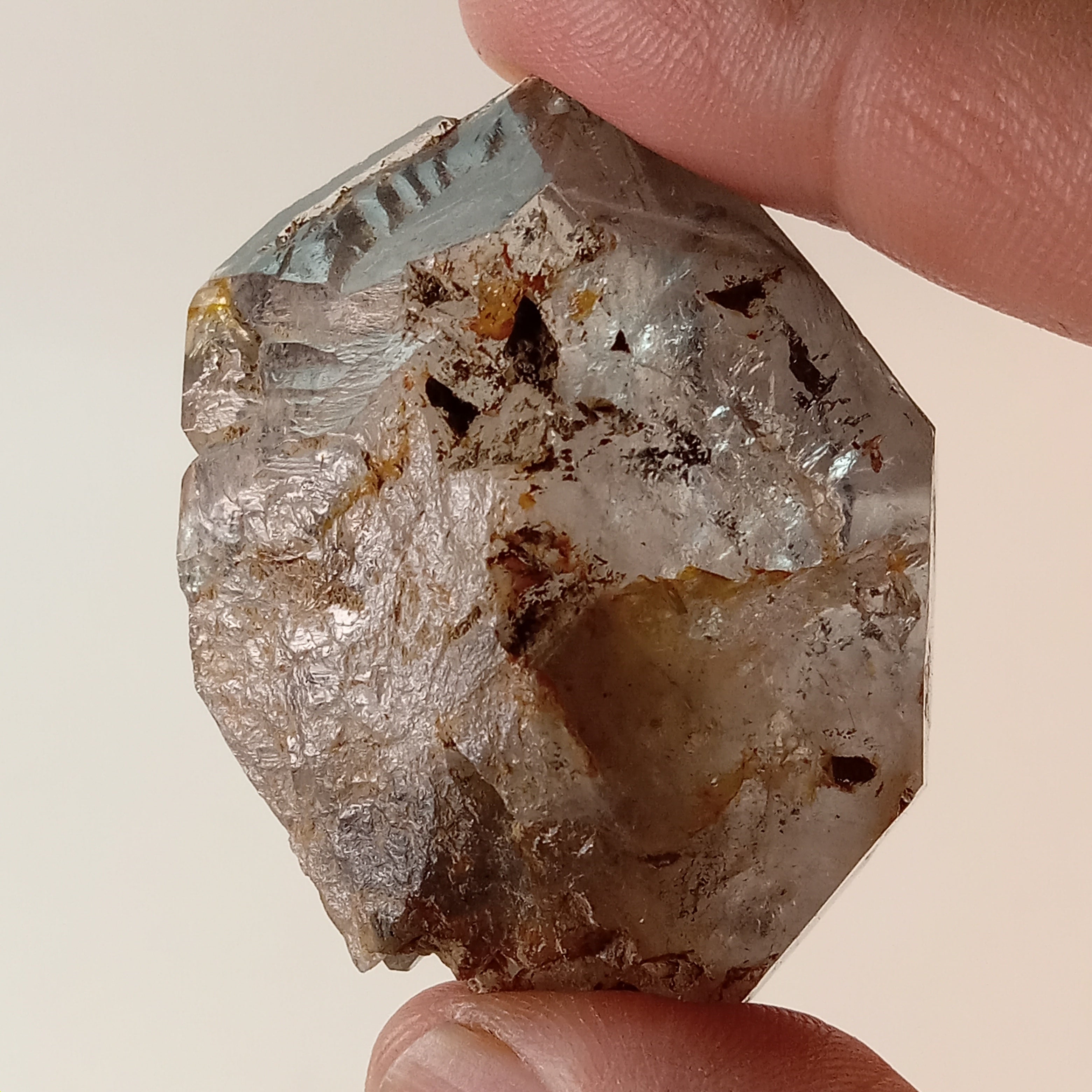 Raw Enhydro Quartz Crystal with Two Visible Moving Bubbles | Natural Double Enhydro Specimen