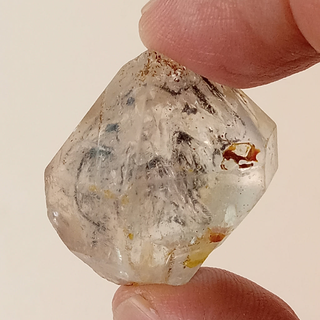 Raw Enhydro Quartz Crystal with Three Moving Carbon Bubbles and Moving Sand | Collector Specimen