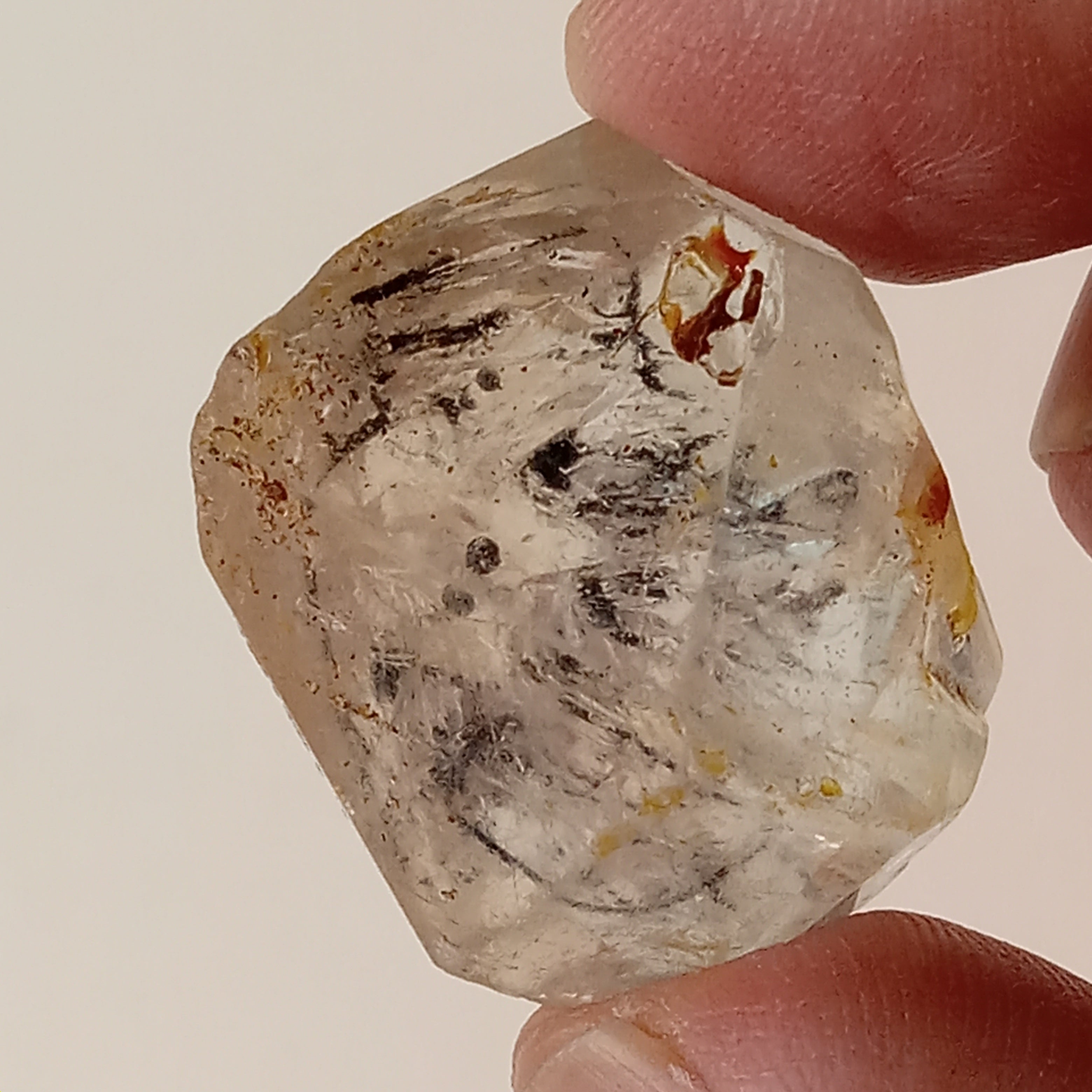 Raw Enhydro Quartz Crystal with Three Moving Carbon Bubbles and Moving Sand | Collector Specimen