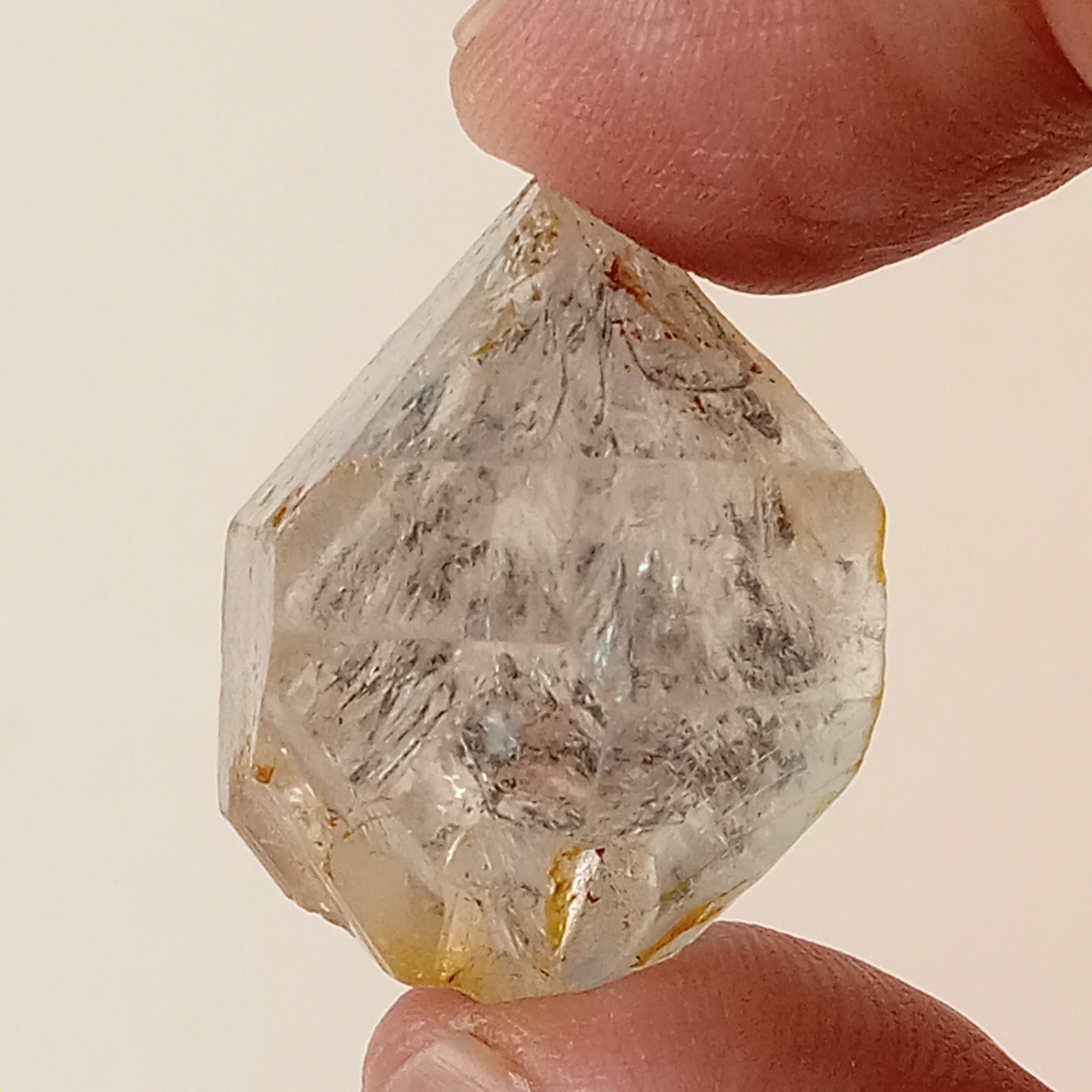 Raw Enhydro Quartz Crystal with Three Moving Carbon Bubbles and Moving Sand | Collector Specimen