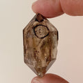 Raw Smoky Enhydro Quartz Double Terminated Crystal with Moving Carbon Sand and Multiple Bubbles