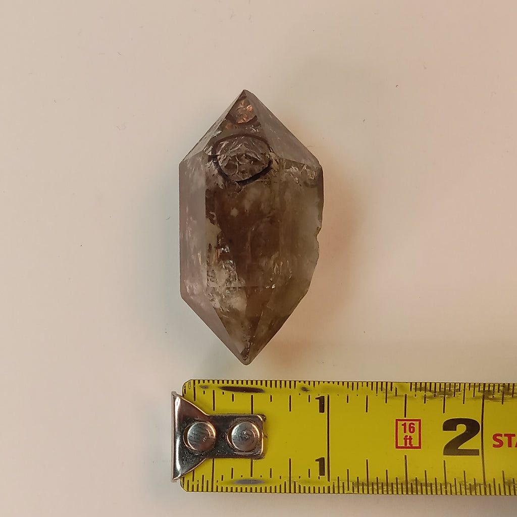 Raw Smoky Enhydro Quartz Double Terminated Crystal with Moving Carbon Sand and Multiple Bubbles