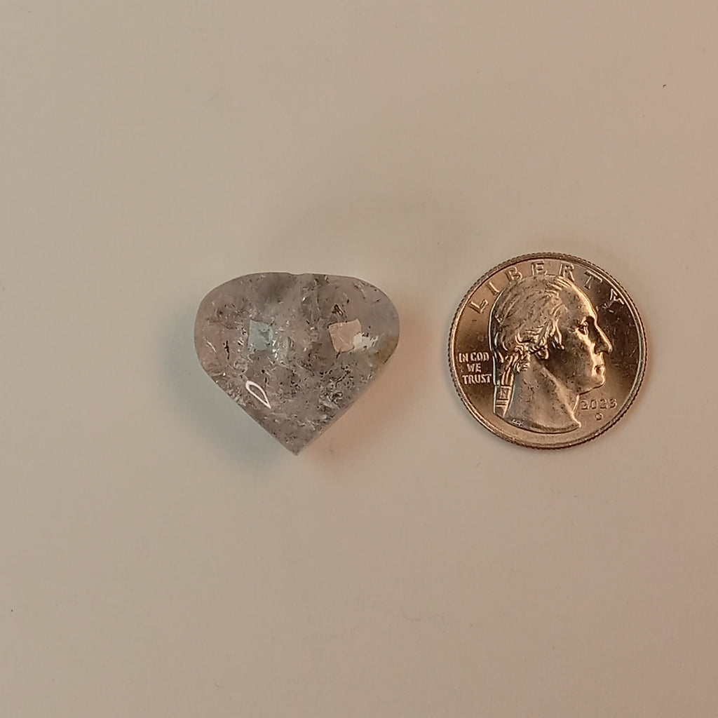 Enhydro Clear Quartz Heart | Large Moving Bubble Quartz | Polished Collector Crystal