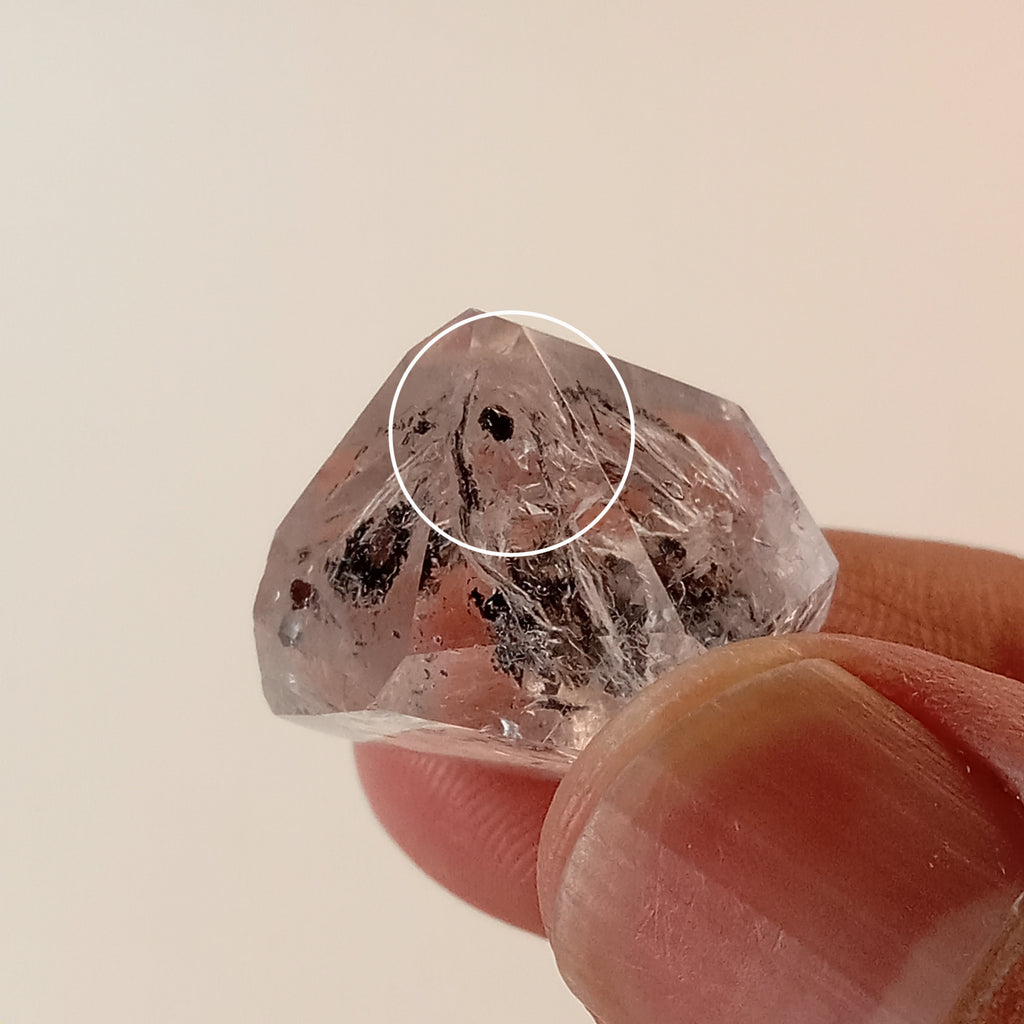 Enhydro Clear Quartz Freeform with Moving Carbon Bubble & Sand Inclusion | Polished Collector Crystal