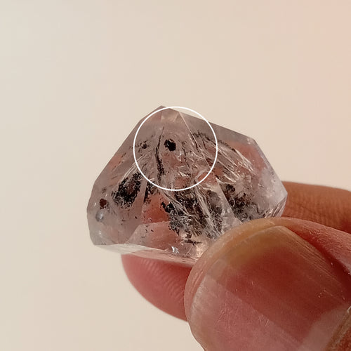 Enhydro Clear Quartz Freeform with Moving Carbon Bubble & Sand Inclusion | Polished Collector Crystal