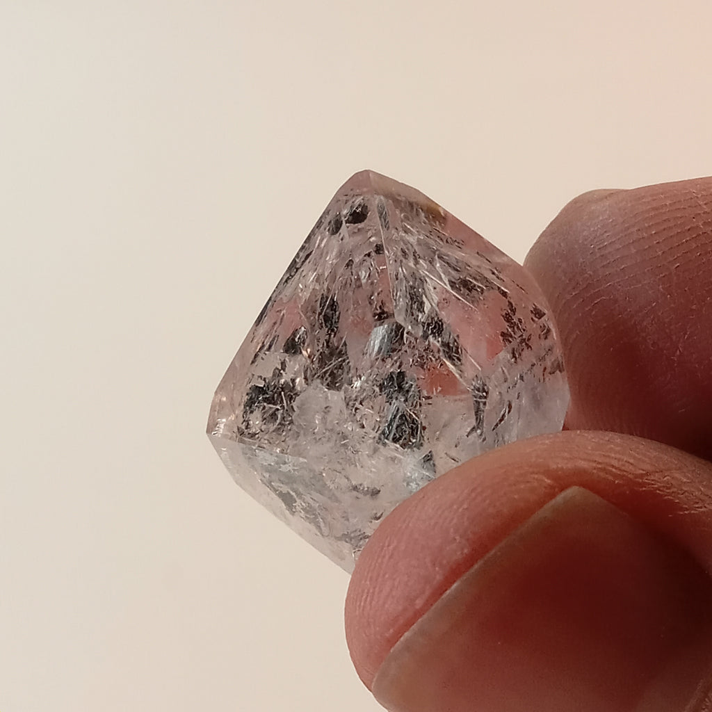 Enhydro Clear Quartz Freeform with Moving Carbon Bubble & Sand Inclusion | Polished Collector Crystal