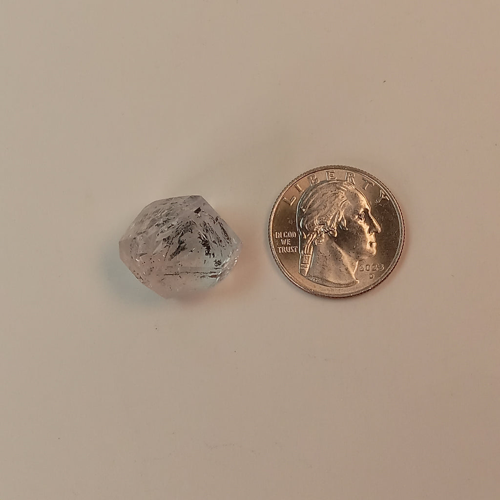 Enhydro Clear Quartz Freeform with Moving Carbon Bubble & Sand Inclusion | Polished Collector Crystal