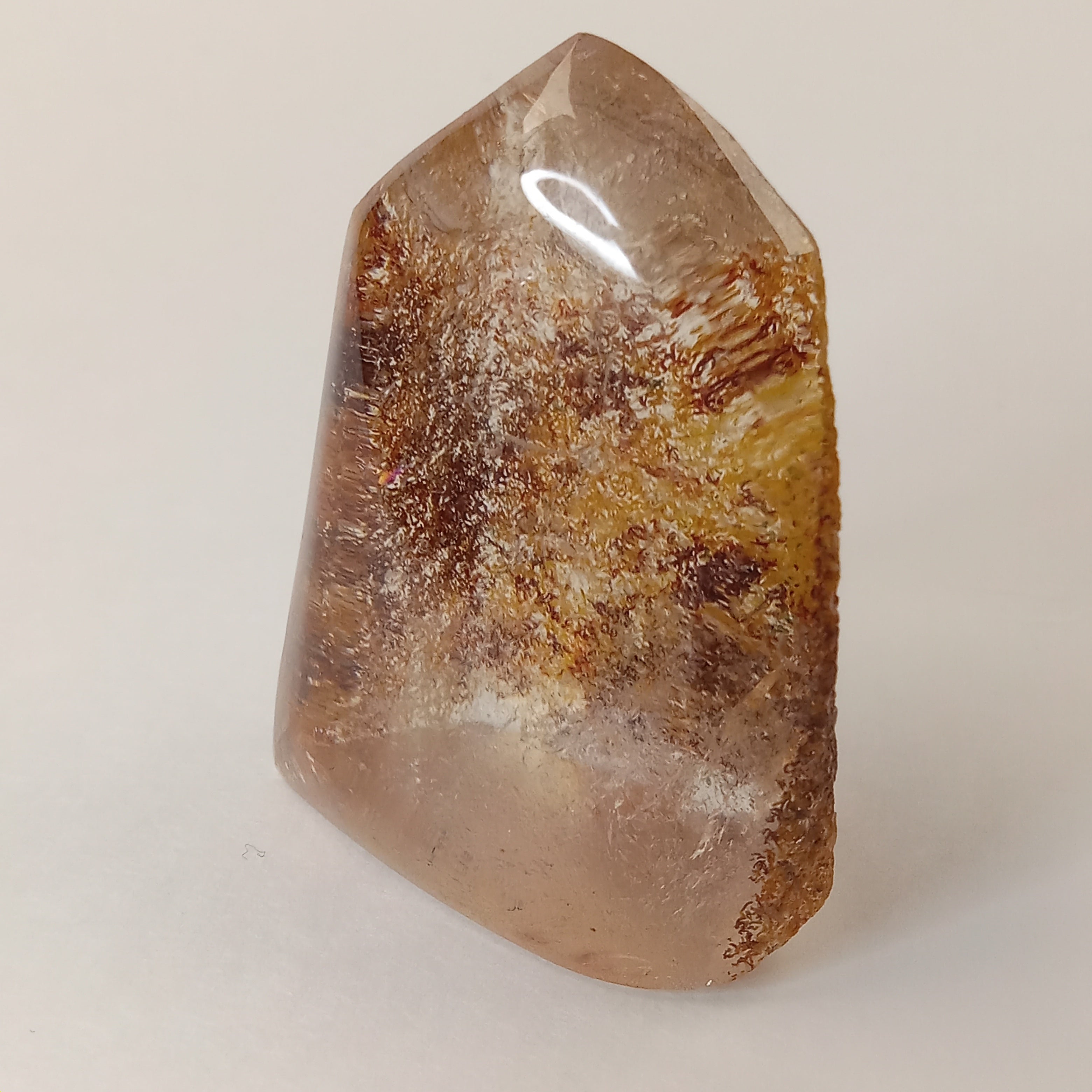 Garden Quartz Freeform Point with Golden Landscape Inclusions | Polished Collector Quartz Specimen | GQF-003