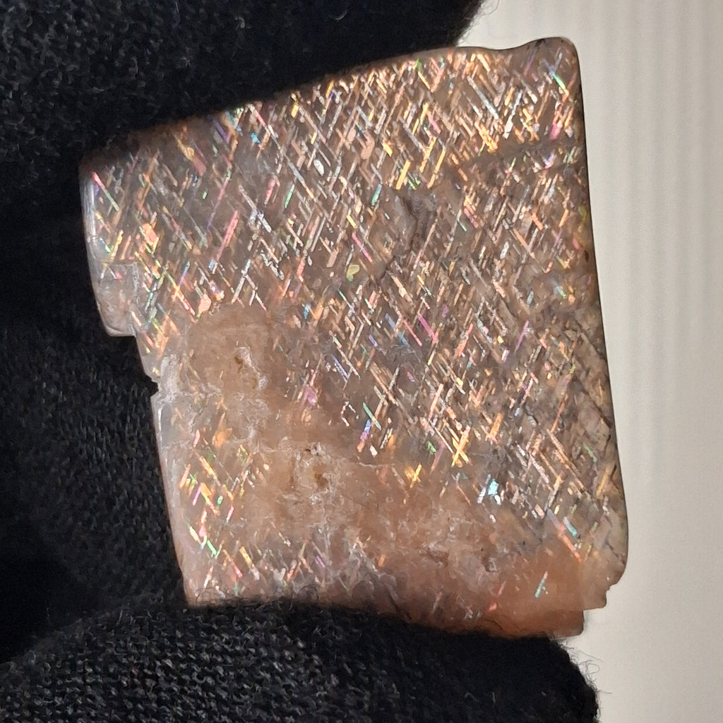 Polished Rainbow Lattice Sunstone Tanzania Crystal Specimen 3.7g R063