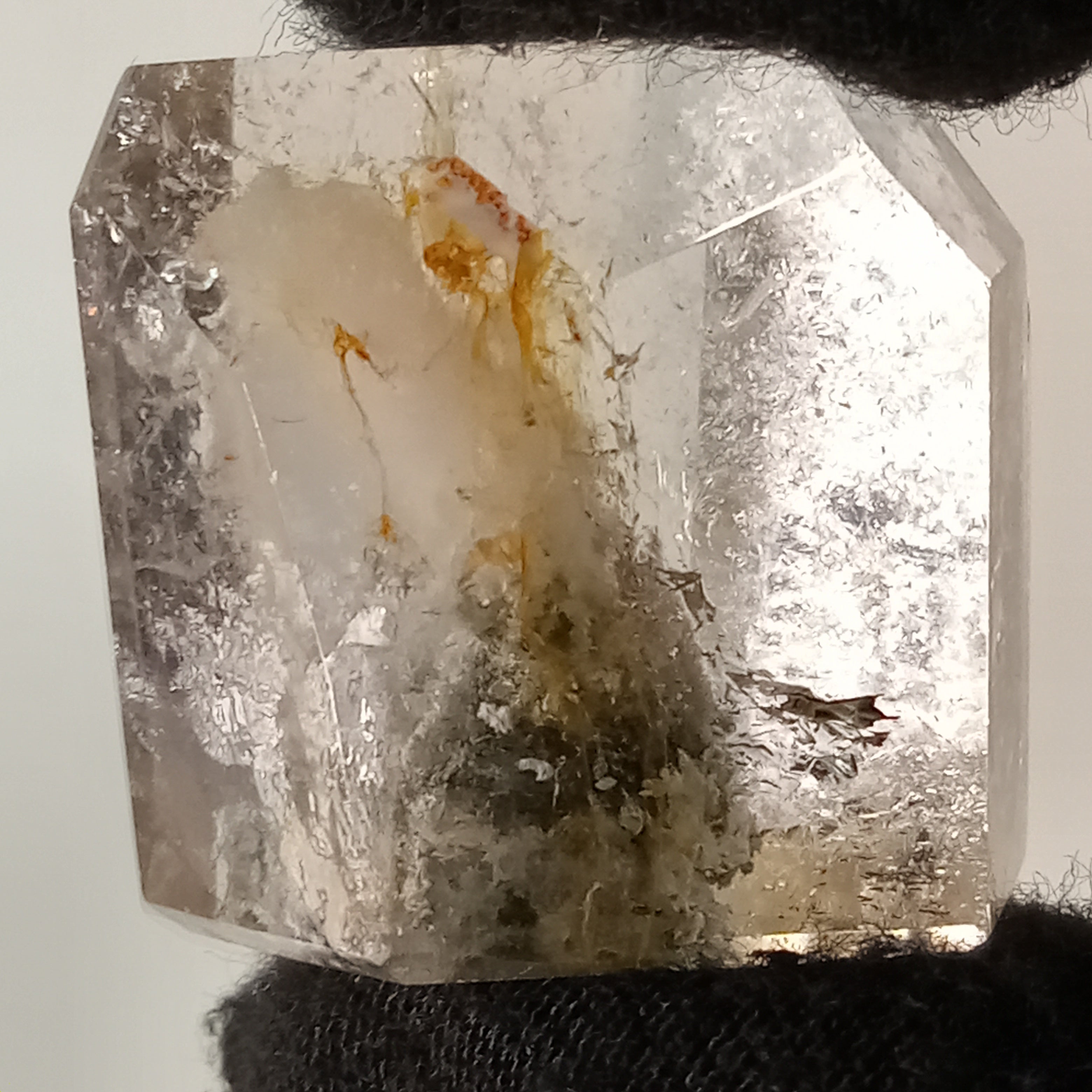Thousand Layer Garden Quartz Polished Free Form with Smoky Layered Landscape Inclusions
