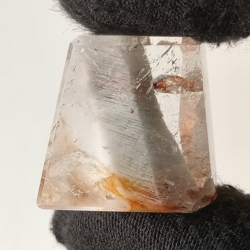Thousand Layer Garden Quartz Polished Free Form with Vibrant Orange Layered Inclusions