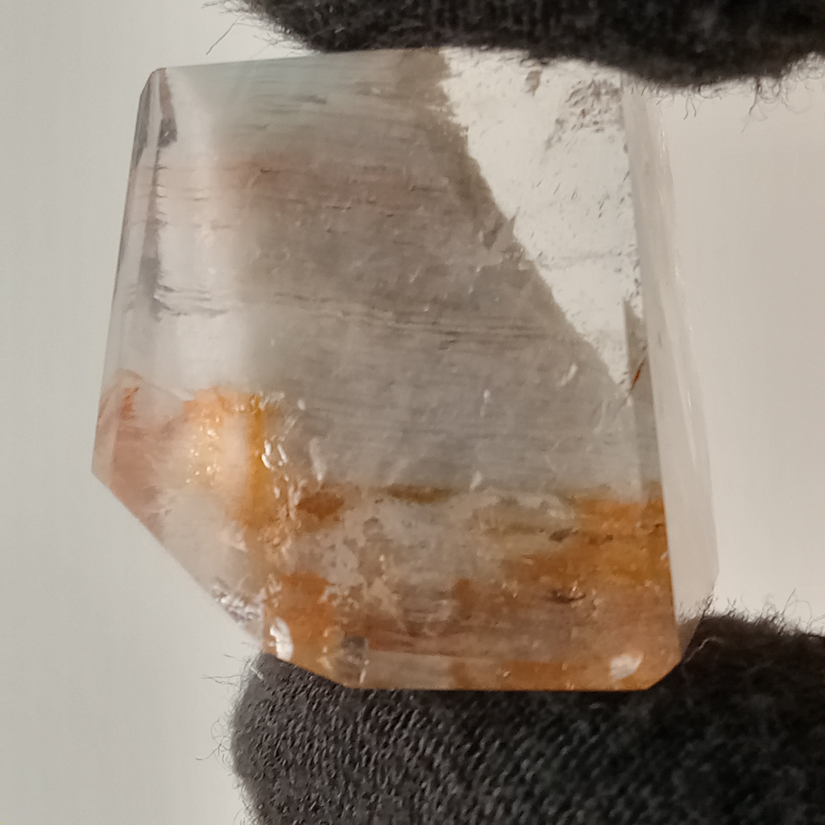 Thousand Layer Garden Quartz Polished Free Form with Vibrant Orange Layered Inclusions