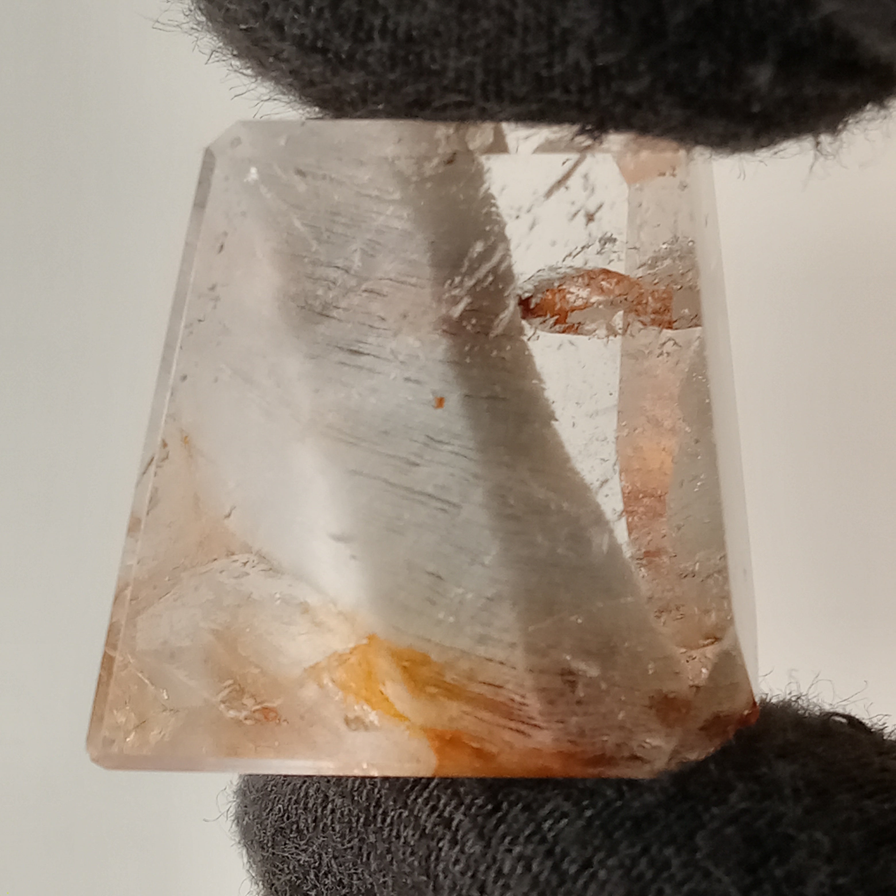 Thousand Layer Garden Quartz Polished Free Form with Vibrant Orange Layered Inclusions