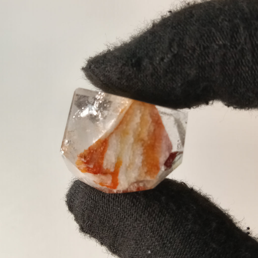 Thousand Layer Garden Quartz Polished Free Form with Vibrant Orange Layered Inclusions