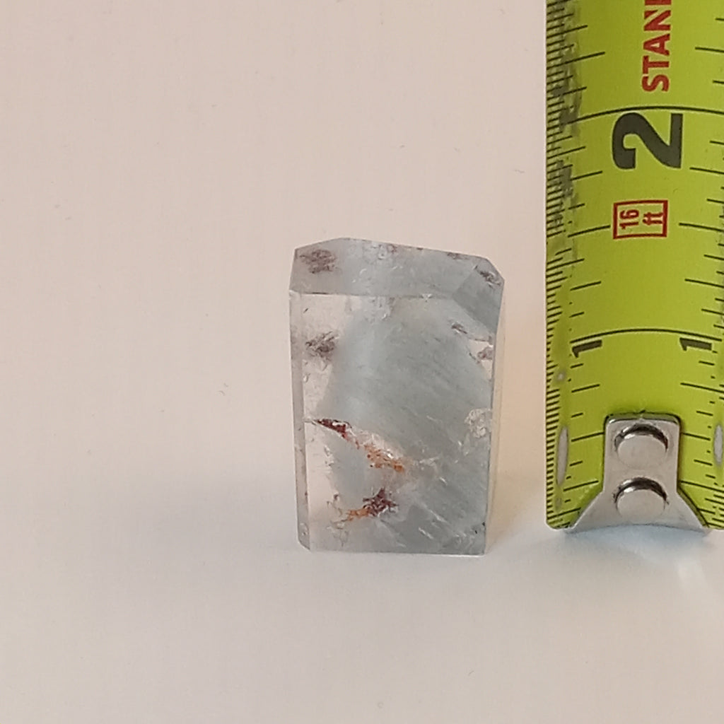 Thousand Layer Garden Quartz Polished Free Form with Blue Layering and Red Mineral Inclusions